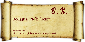 Bolyki Nándor névjegykártya
